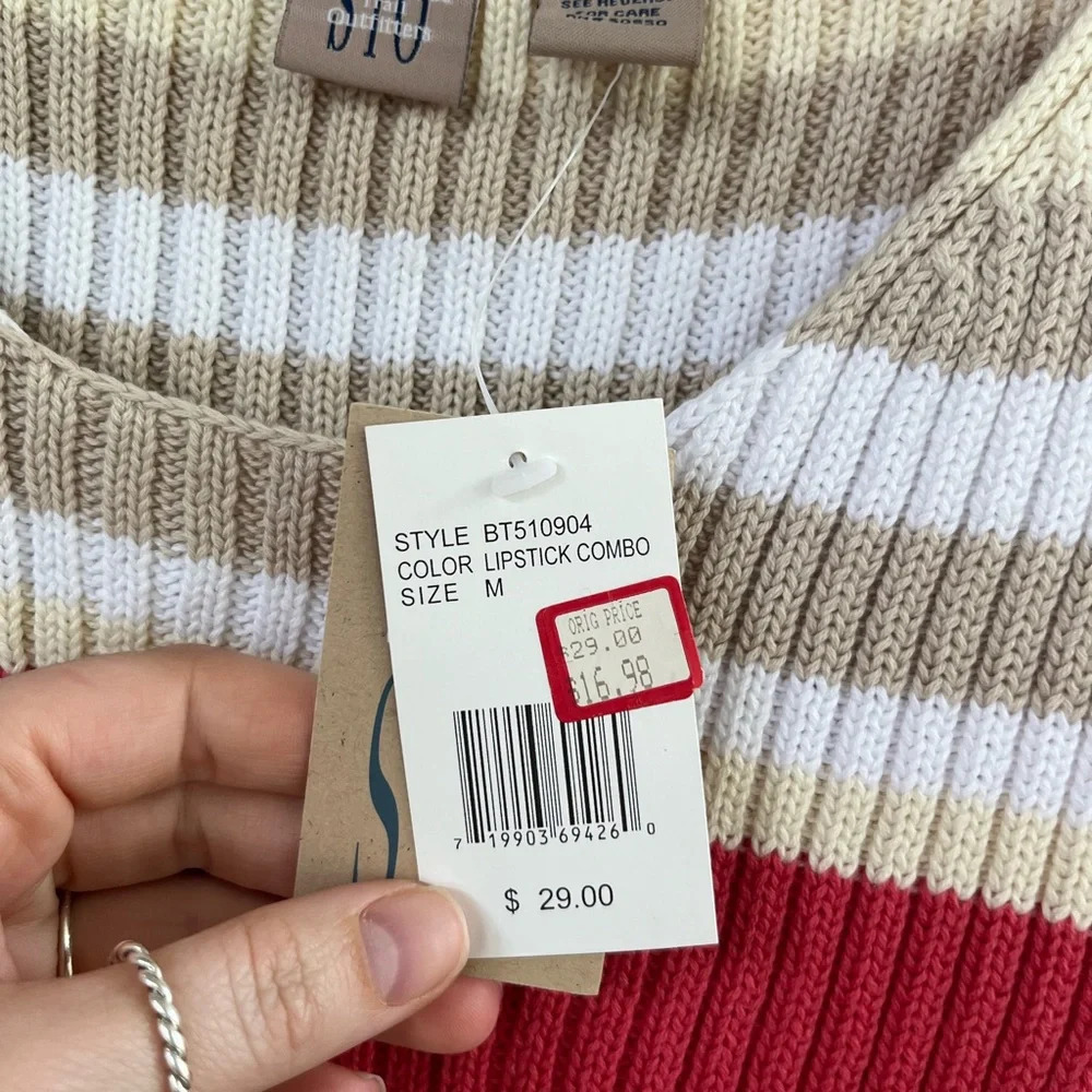 SUSQUEHANNA TRAIL OUTFITTERS Women’s Tank Top Sweater Size M 100% Cotton Stripe - Picture 4 of 5